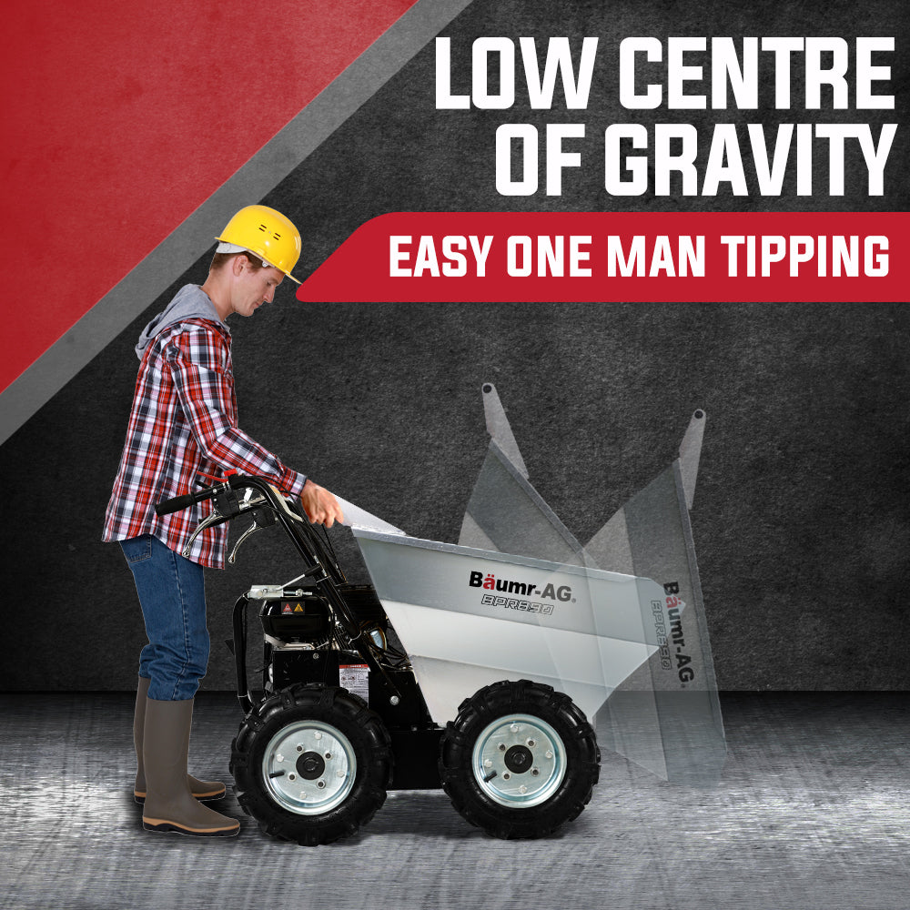 BAUMR-AG Mini Dumper Power Wheel Barrow Tracked Motorised Petrol Powered Wheelbarrow 6