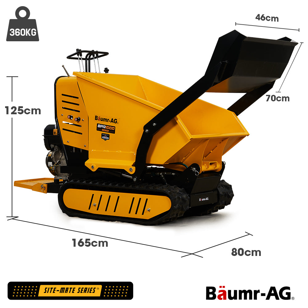BAUMR-AG 10HP Wheelbarrow Dumper Motorised Ride On Wheel Borrow, 306CC Petrol Engine 500kg Capacity 6