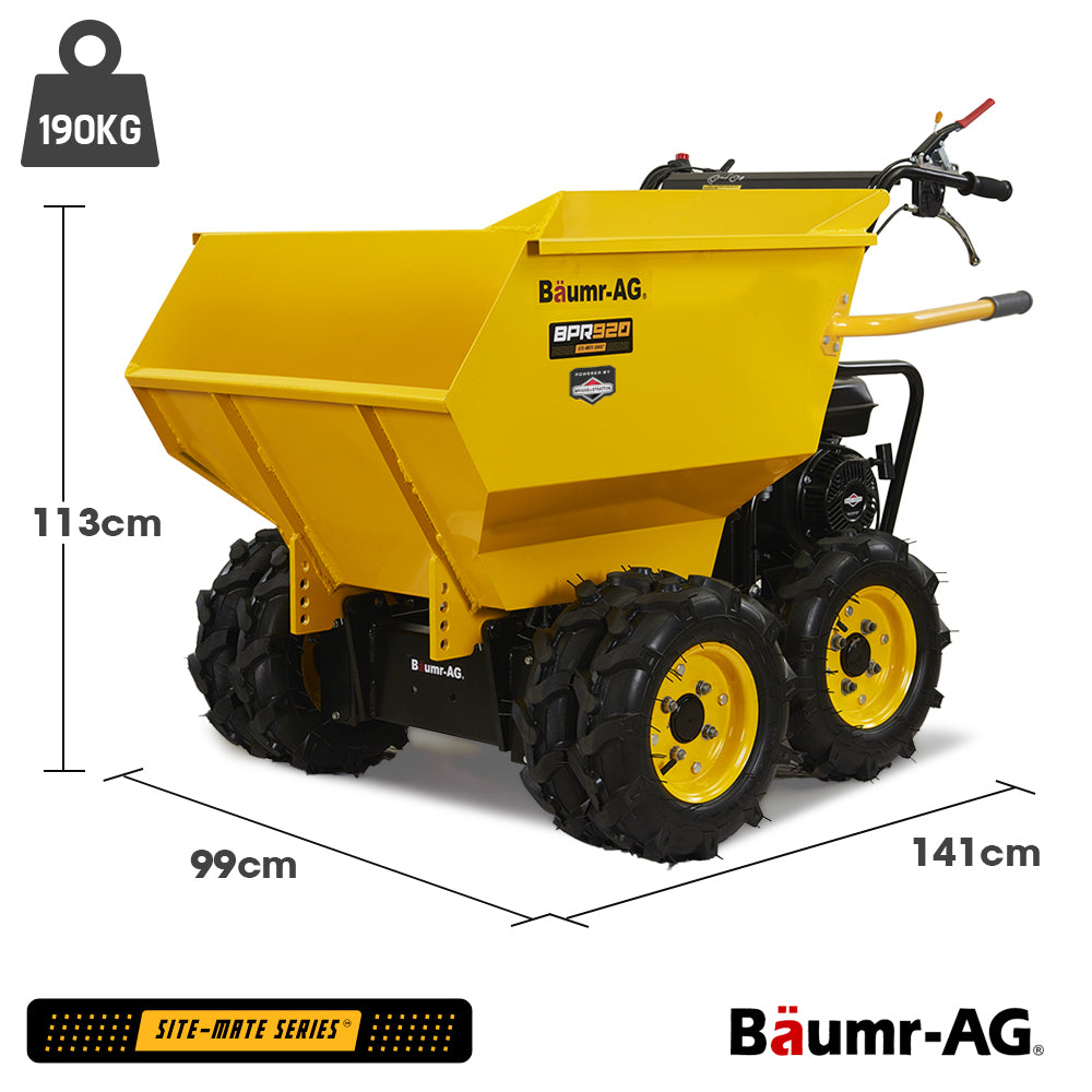 Baumr-AG 6 Wheel Motorised Wheelbarrow Dumper, Briggs & Stratton CR950 Petrol Engine, 500kg Capacity 6