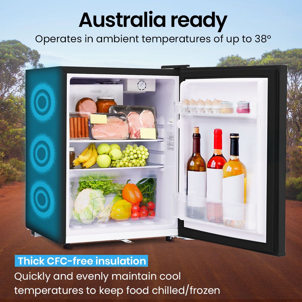 GECKO 70L Portable Bar Fridge and Freezer 12V/24V for Camping, Caravans, Black 7