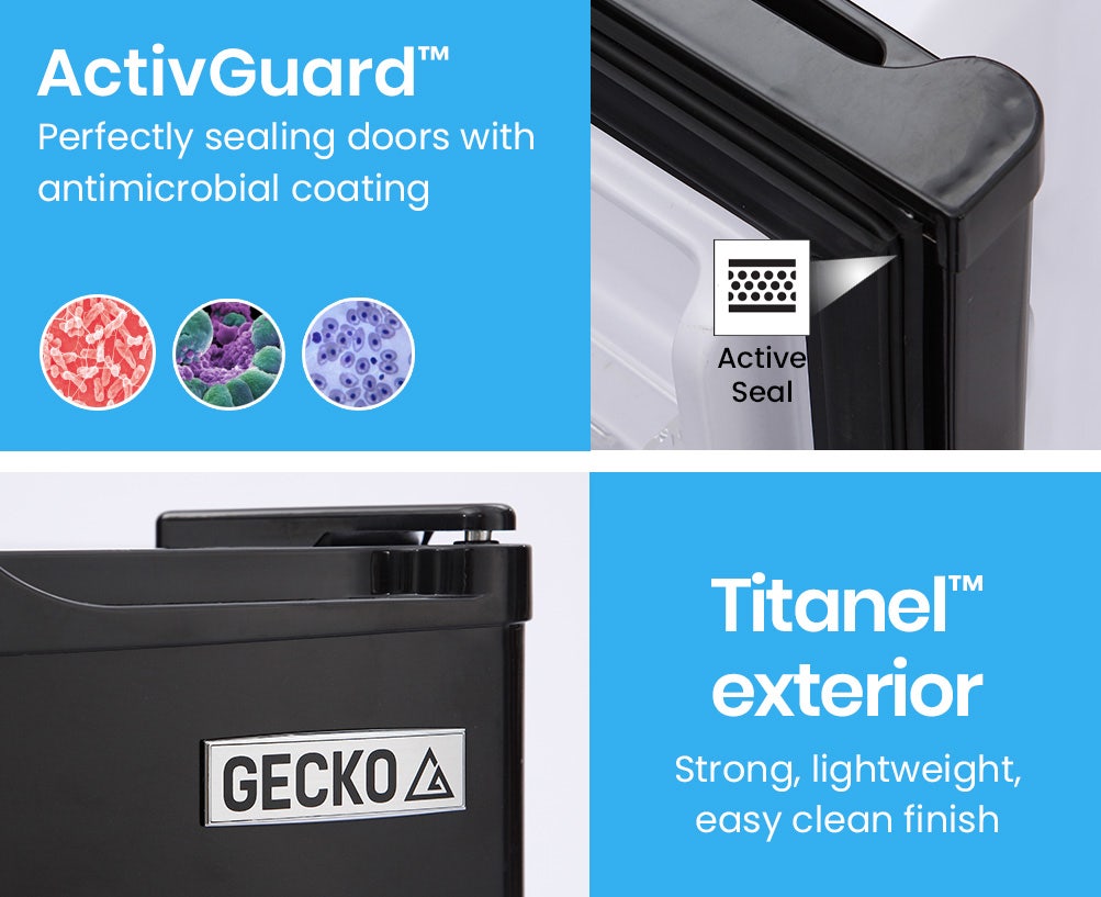 GECKO 70L Portable Bar Fridge and Freezer 12V/24V for Camping, Caravans, Black 8