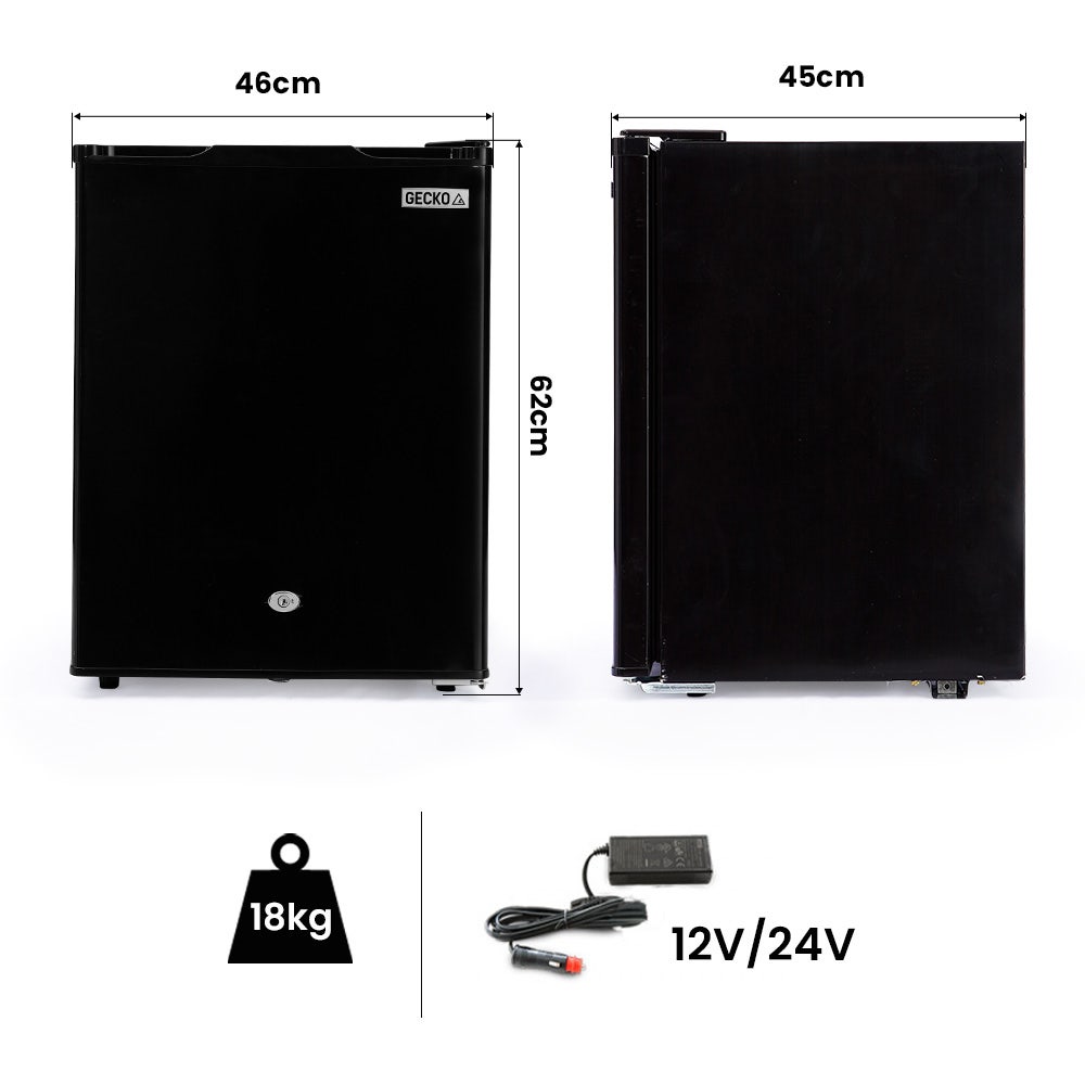 GECKO 70L Portable Bar Fridge and Freezer 12V/24V for Camping, Caravans, Black 9