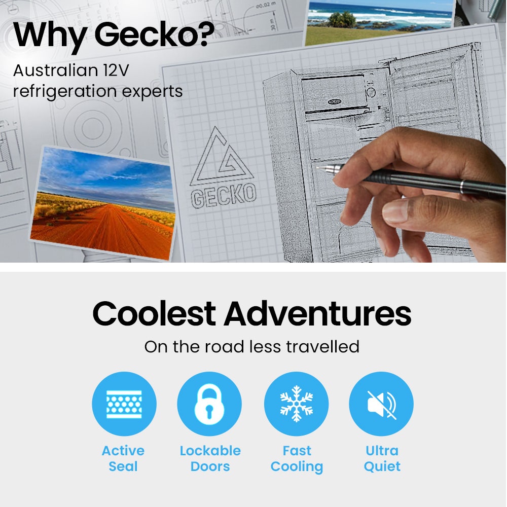 GECKO 70L Portable Bar Fridge and Freezer 12V/24V for Camping, Caravans, Silver 3