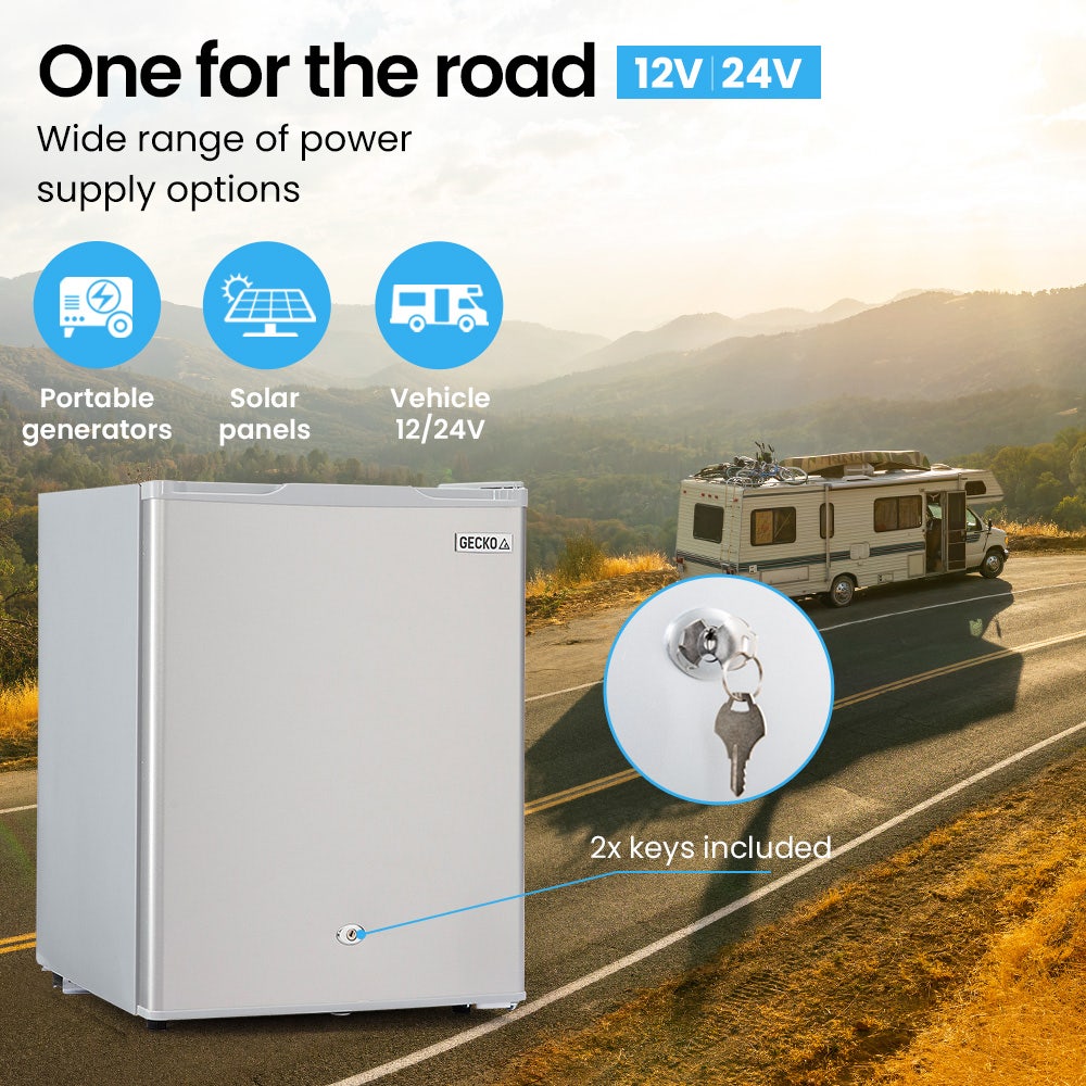 GECKO 70L Portable Bar Fridge and Freezer 12V/24V for Camping, Caravans, Silver 4