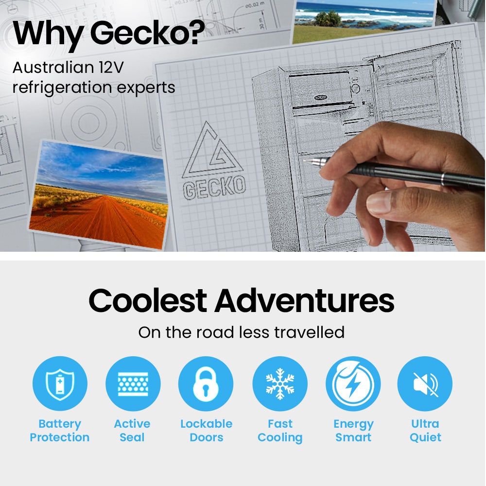 GECKO 95L Portable Upright Fridge and Freezer, 12V/24V for Camping, Caravans, Black 4