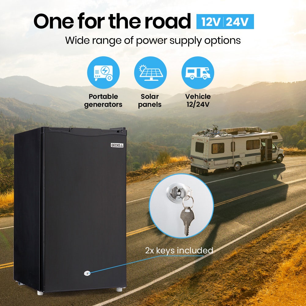 GECKO 95L Portable Upright Fridge and Freezer, 12V/24V for Camping, Caravans, Black 5