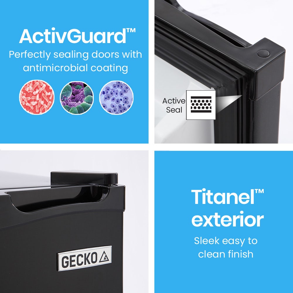 GECKO 95L Portable Upright Fridge and Freezer, 12V/24V for Camping, Caravans, Black 9