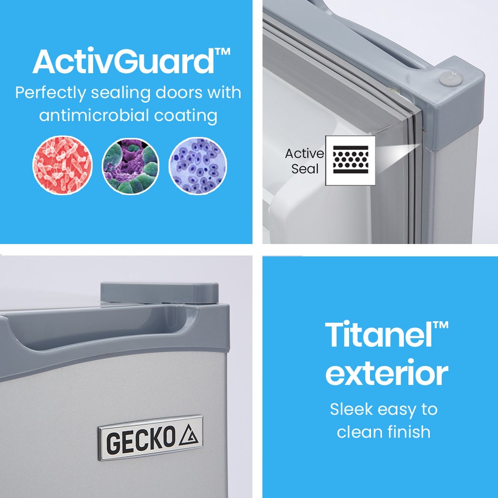 GECKO 95L Portable Upright Fridge and Freezer, 12V/24V for Camping, Caravans, Silver 8