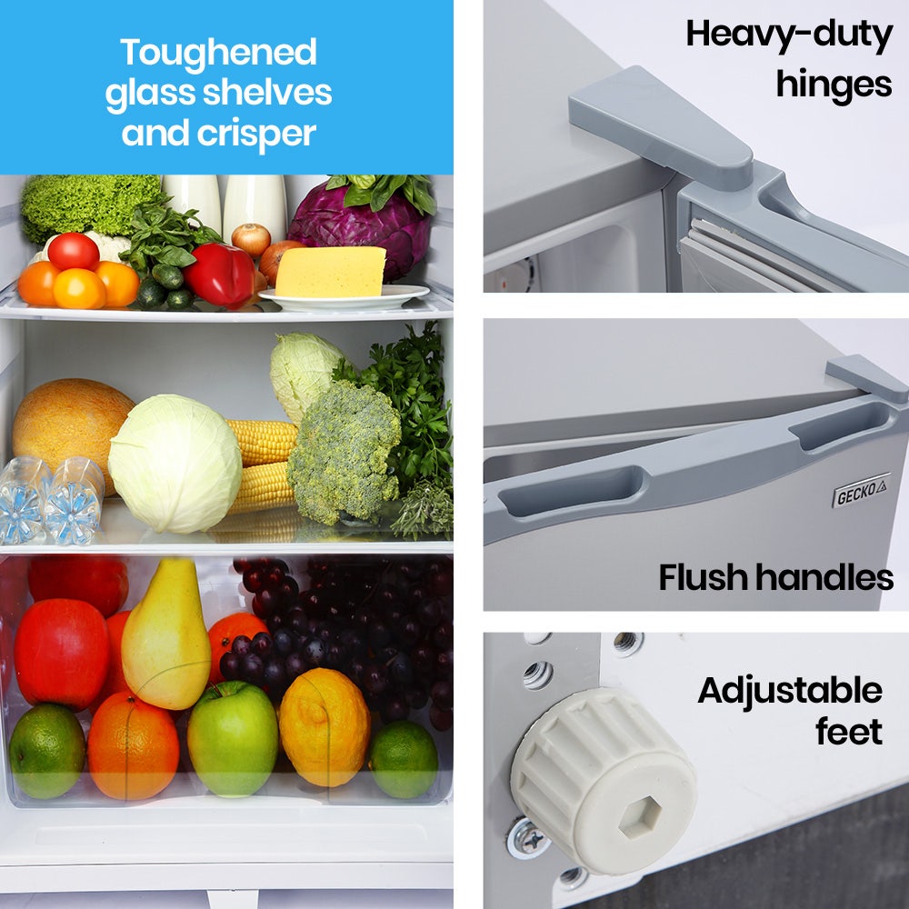 GECKO 95L Portable Upright Fridge and Freezer, 12V/24V for Camping, Caravans, Silver 9