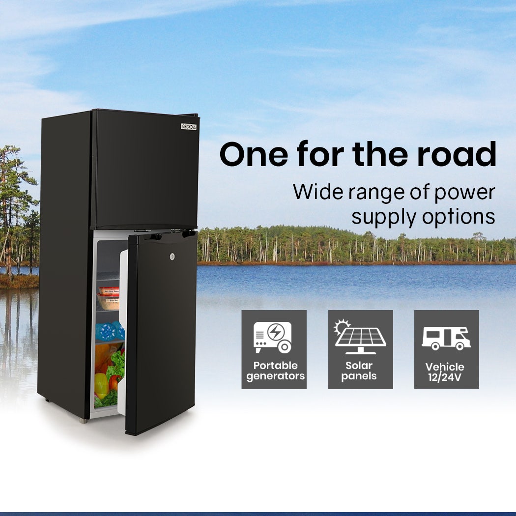 GECKO 125L Portable Upright Fridge, 12V/24V for Motorhome, Caravan, Black 11