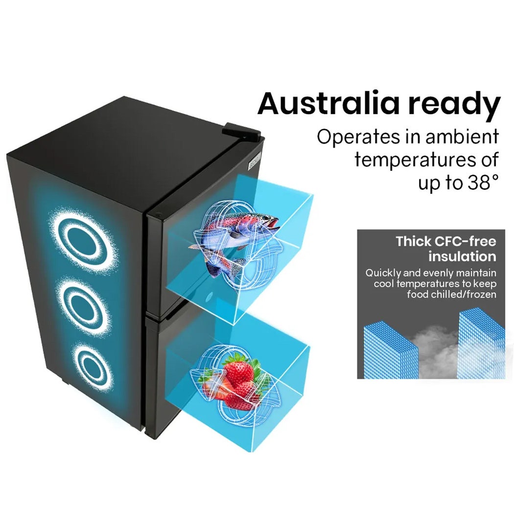 GECKO 125L Portable Upright Fridge, 12V/24V for Motorhome, Caravan, Black 12
