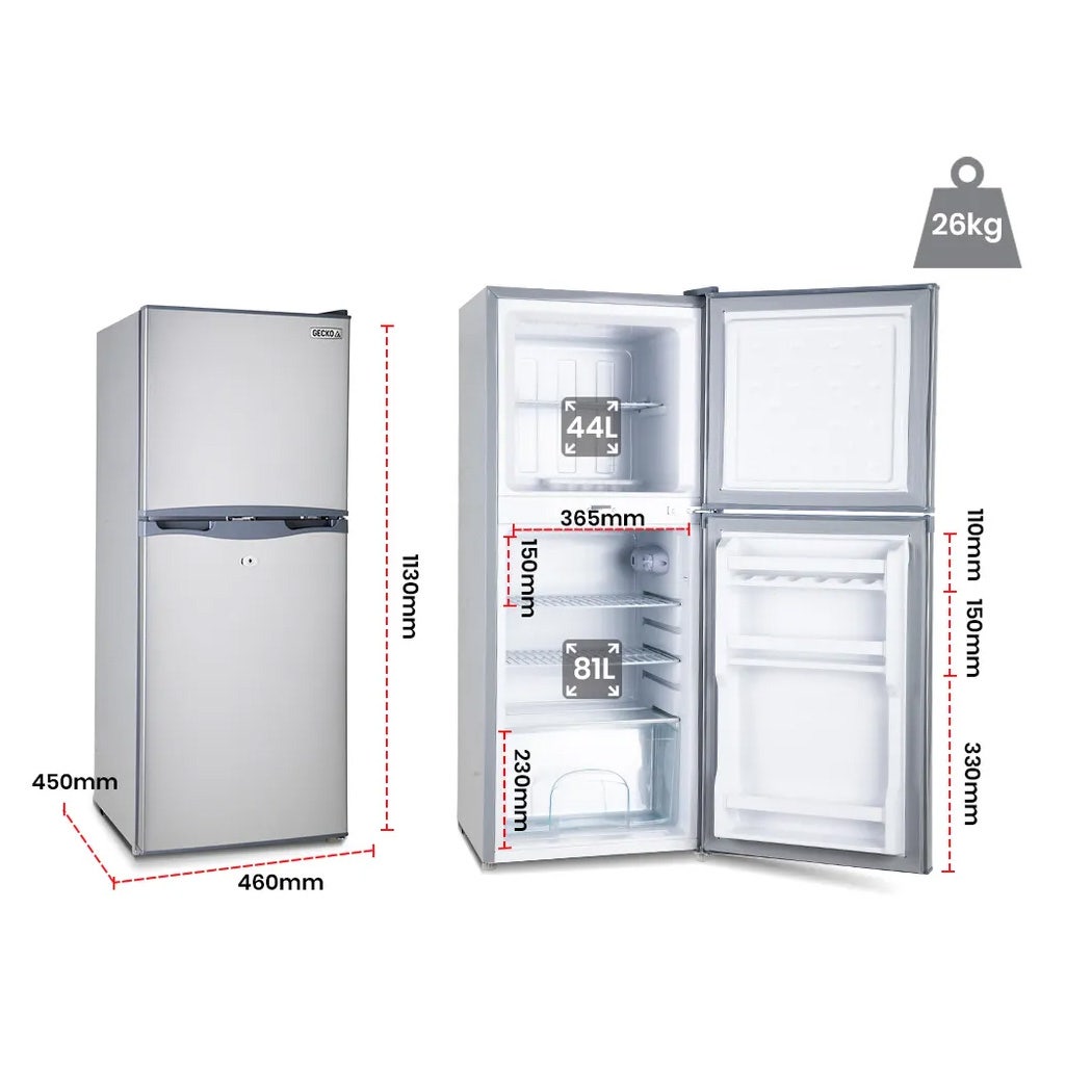 GECKO 125L Portable Upright Fridge, 12V/24V for Motorhome, Caravan, Silver 10