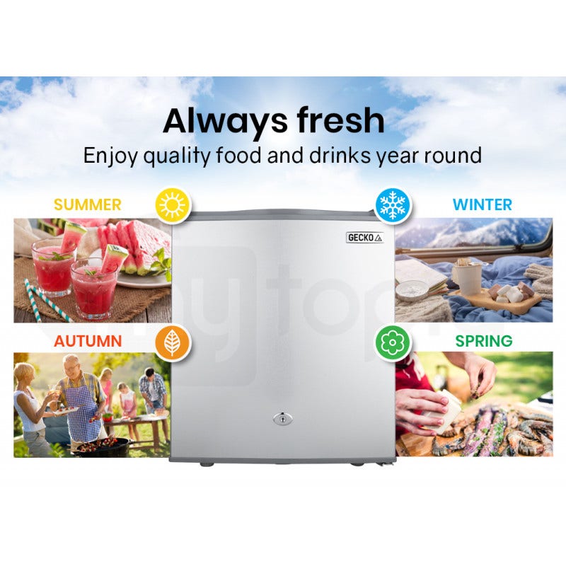 GECKO 57L Portable Camping Bar Fridge with Freezer 12V/24V, Silver 3