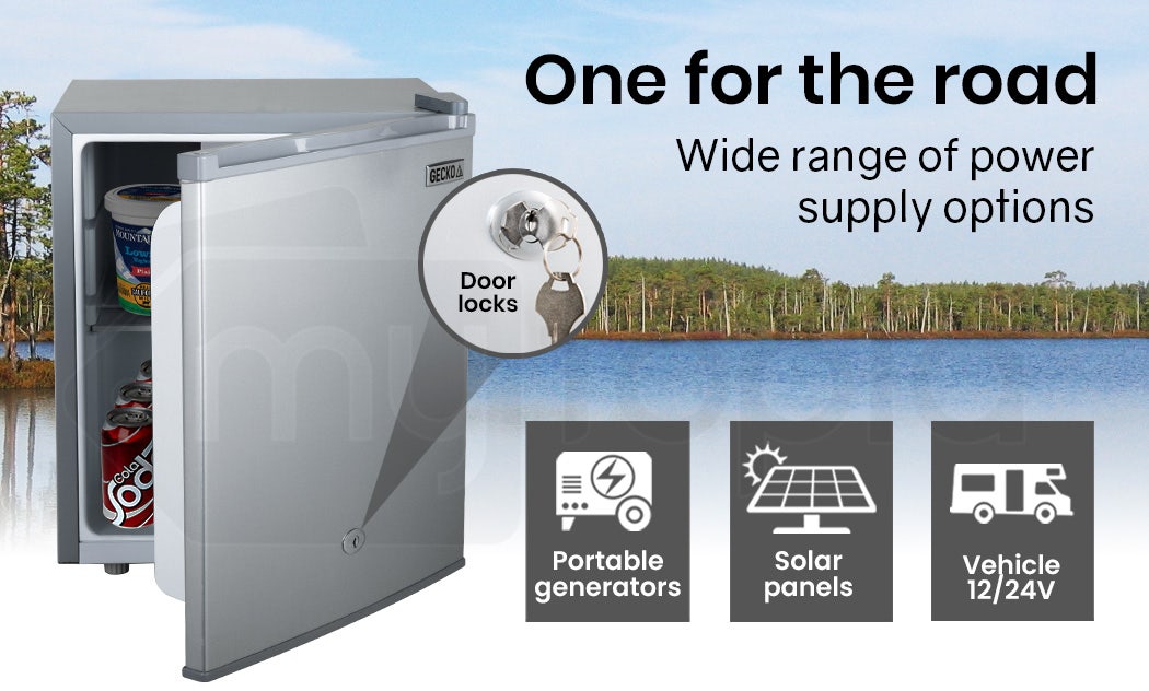 GECKO 57L Portable Camping Bar Fridge with Freezer 12V/24V, Silver 7