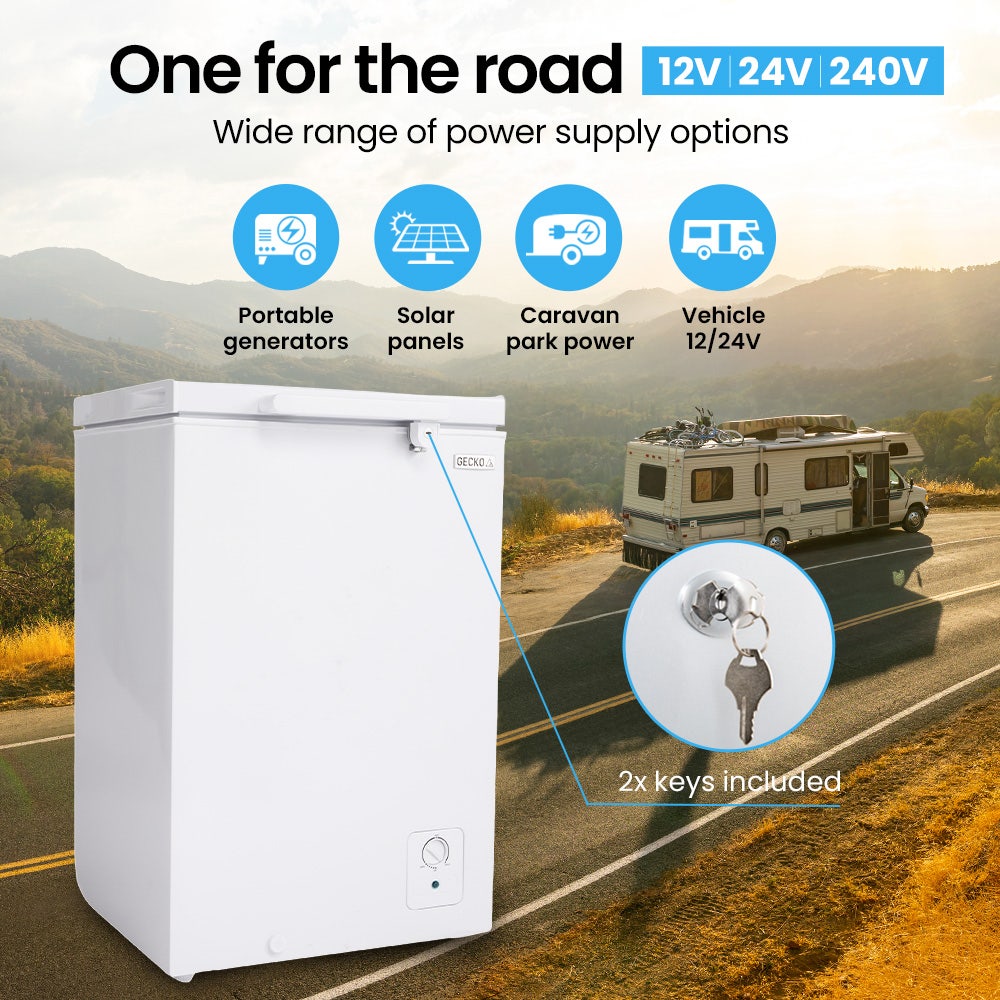 GECKO 100L Portable Chest Freezer, 12V/24V/240V for Motorhome and Caravan, White 4