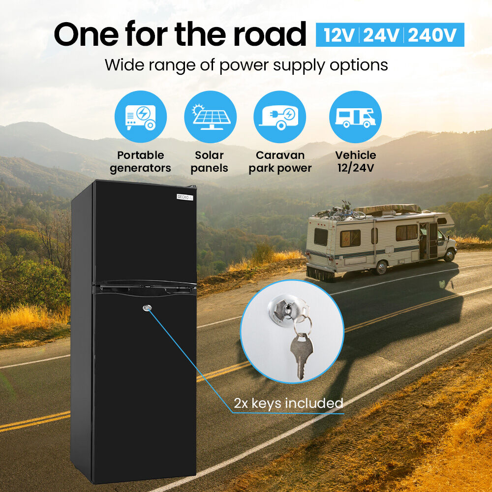 GECKO 142L Upright Portable Fridge / Freezer, 12V/24V for Motorhome and Caravan, Black 5