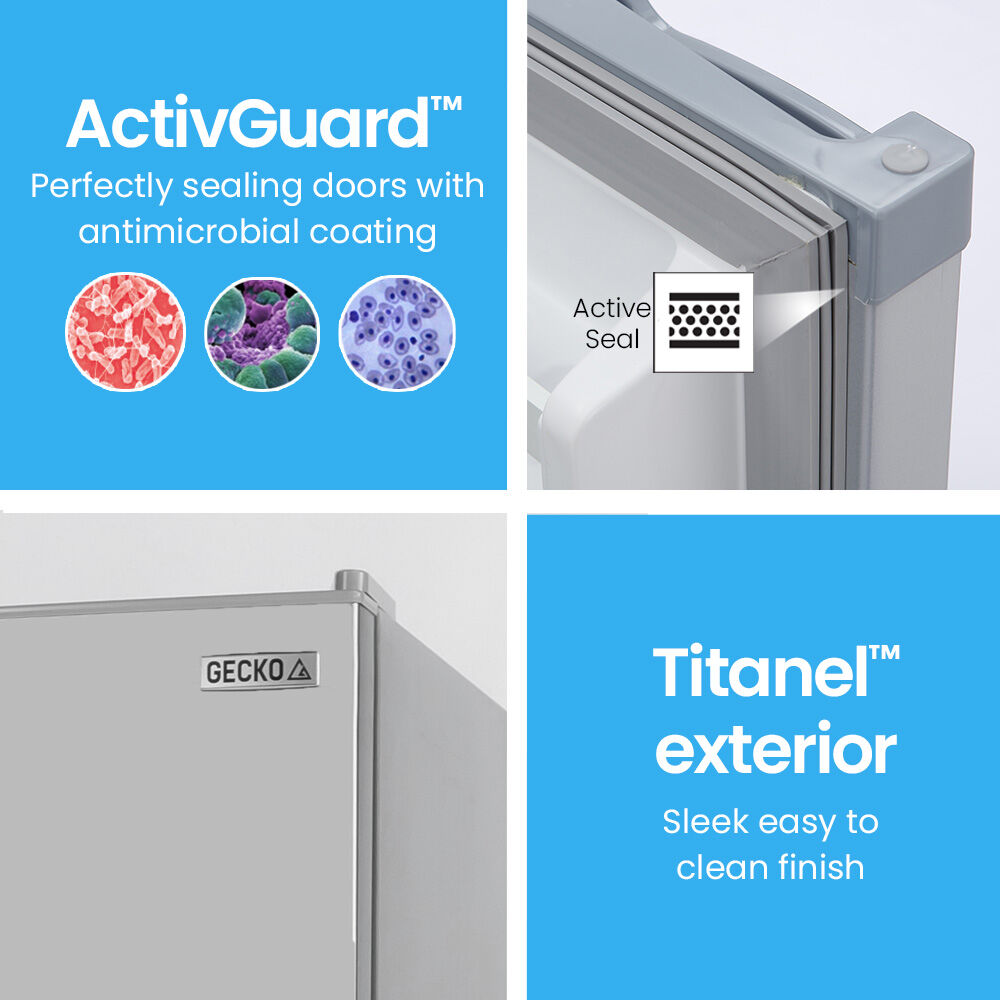 GECKO 142L Upright Portable Fridge / Freezer, 12V/24V for Motorhome and Caravan, Silver 9