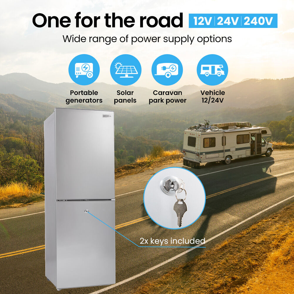 GECKO 160L Upright Portable Fridge / Freezer, 12V/24V for Motorhome and Caravan, Silver 4