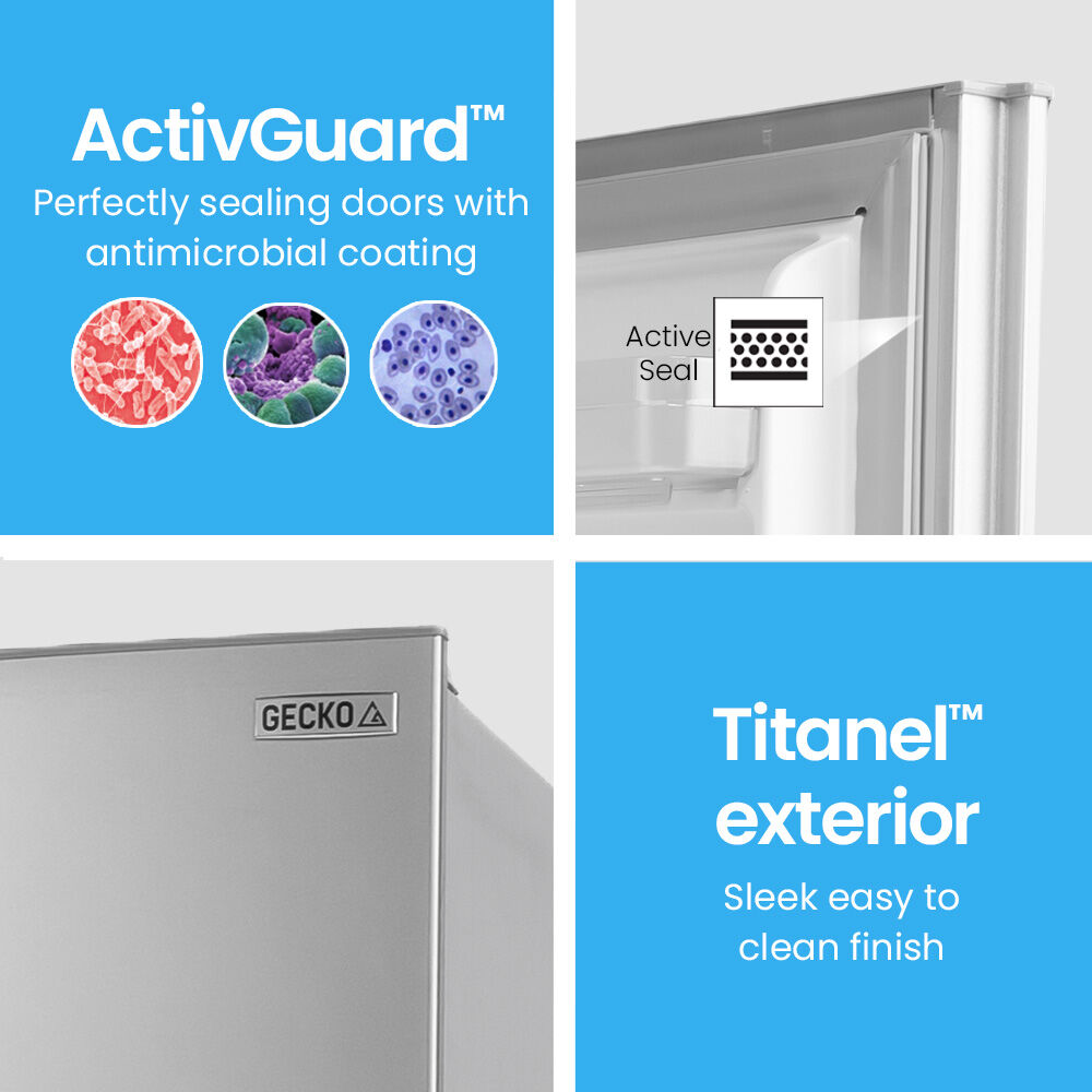 GECKO 160L Upright Portable Fridge / Freezer, 12V/24V for Motorhome and Caravan, Silver 8