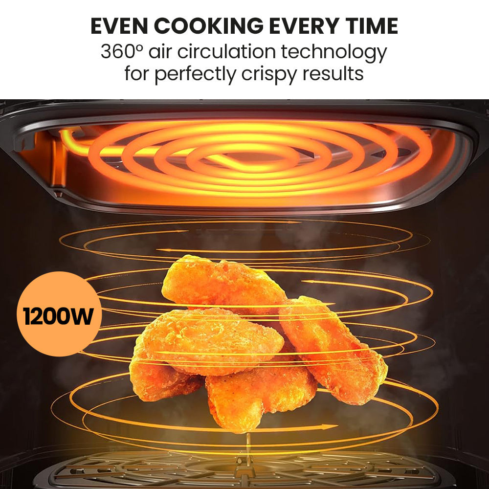 EUROCHEF 6.5L Air Fryer, Electric Digital Airfryer with Glass Container, Black 3