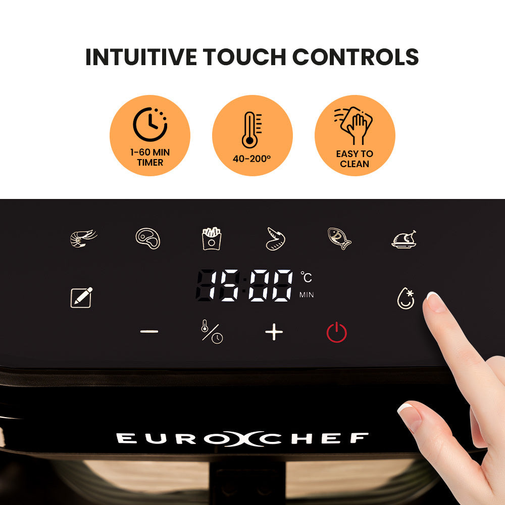 EUROCHEF 6.5L Air Fryer, Electric Digital Airfryer with Glass Container, Black 5