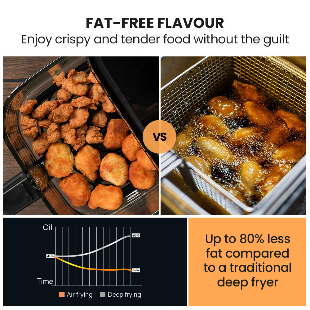 EUROCHEF 6.5L Air Fryer, Electric Digital Airfryer with Glass Container, Black 7