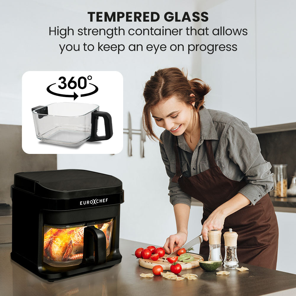 EUROCHEF 6.5L Air Fryer, Electric Digital Airfryer with Glass Container, Black 9