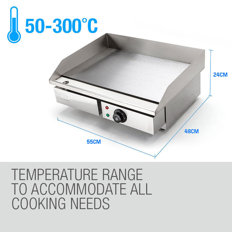 THERMOMATE Electric Griddle Grill BBQ Hot Plate Commercial Stainless Steel 5