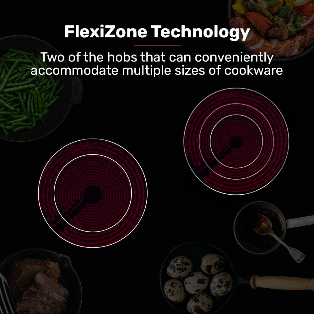 EuroChef 90cm 5 Zone Ceramic Cooktop, 8900W Electric, FlexiZone Adjustable Size Hobs, Touch Controls 3