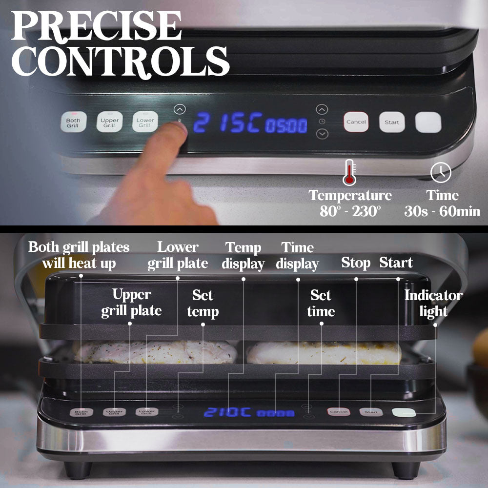 EUROCHEF EUC-CG7 Smart Multi Contact Grill Sandwich Panini Press Maker Fast Cafe Style 7