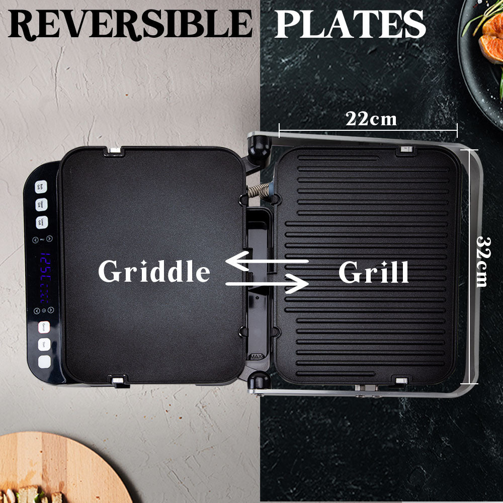 EUROCHEF EUC-CG7 Smart Multi Contact Grill Sandwich Panini Press Maker Fast Cafe Style 9