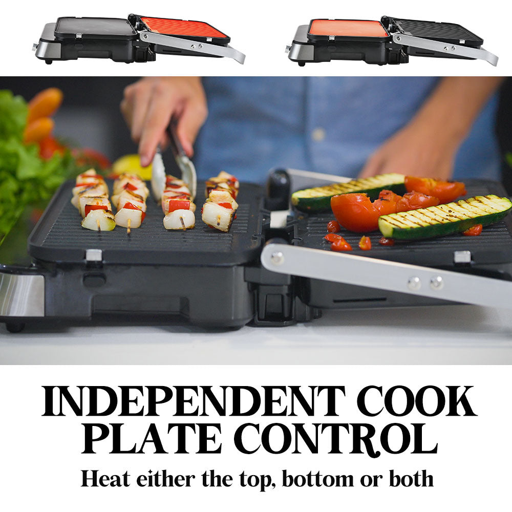 EUROCHEF Smart Multi Contact Grill Sandwich Press Panini Waffle Maker Griddle Stainless Steel 5