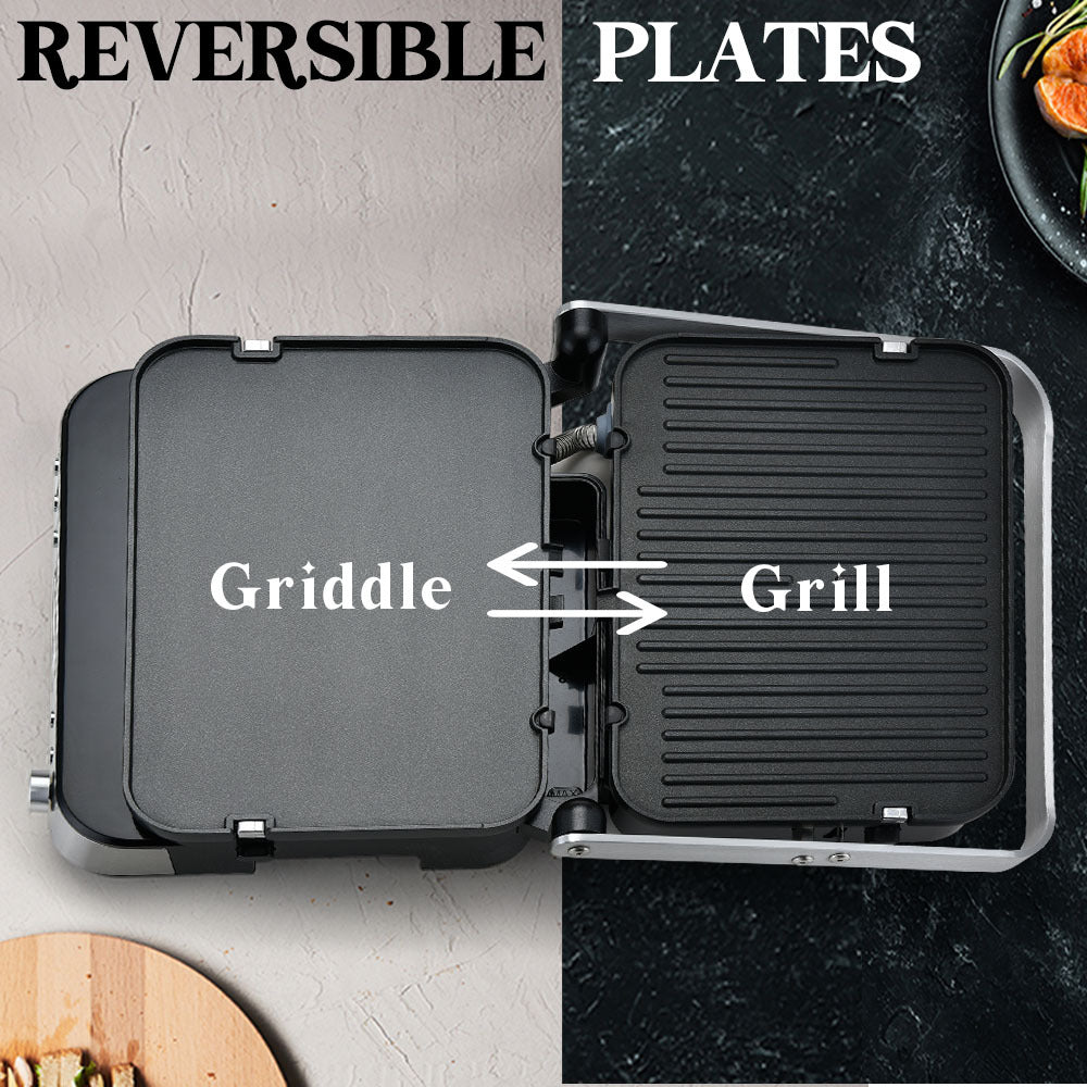 EUROCHEF Smart Multi Contact Grill Sandwich Press Panini Waffle Maker Griddle Stainless Steel 10