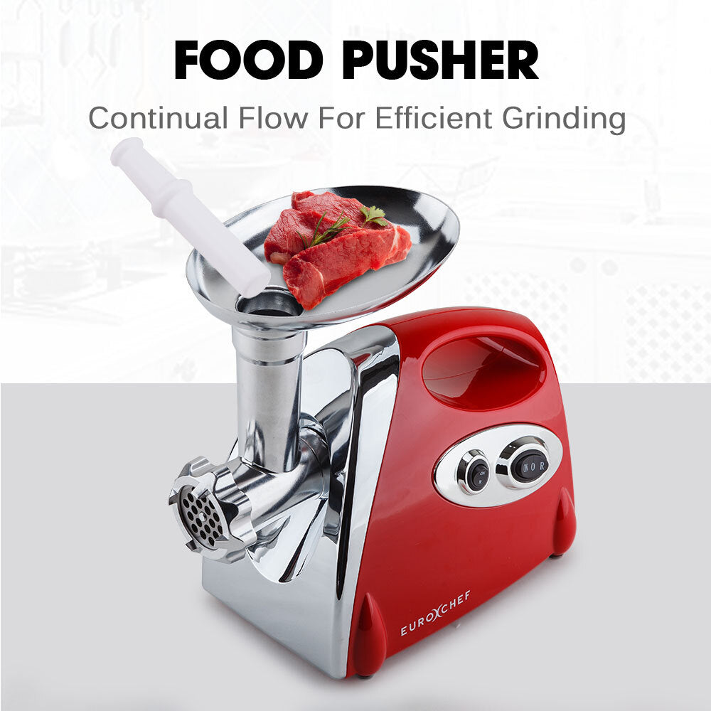 EUROCHEF Electric Meat Grinder, Stainless Steel Mincer Sausage Filler Kibbe Maker, Red 5