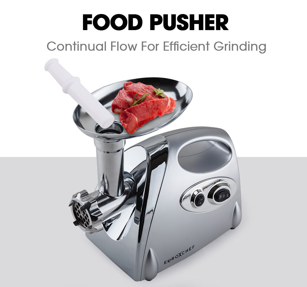 EUROCHEF Electric Meat Grinder, Stainless Steel Mincer Sausage Filler Kibbe Maker, Silver 5