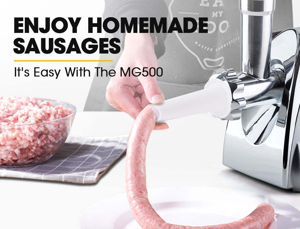 EUROCHEF Electric Meat Grinder, Stainless Steel Mincer Sausage Filler Kibbe Maker, Silver 7
