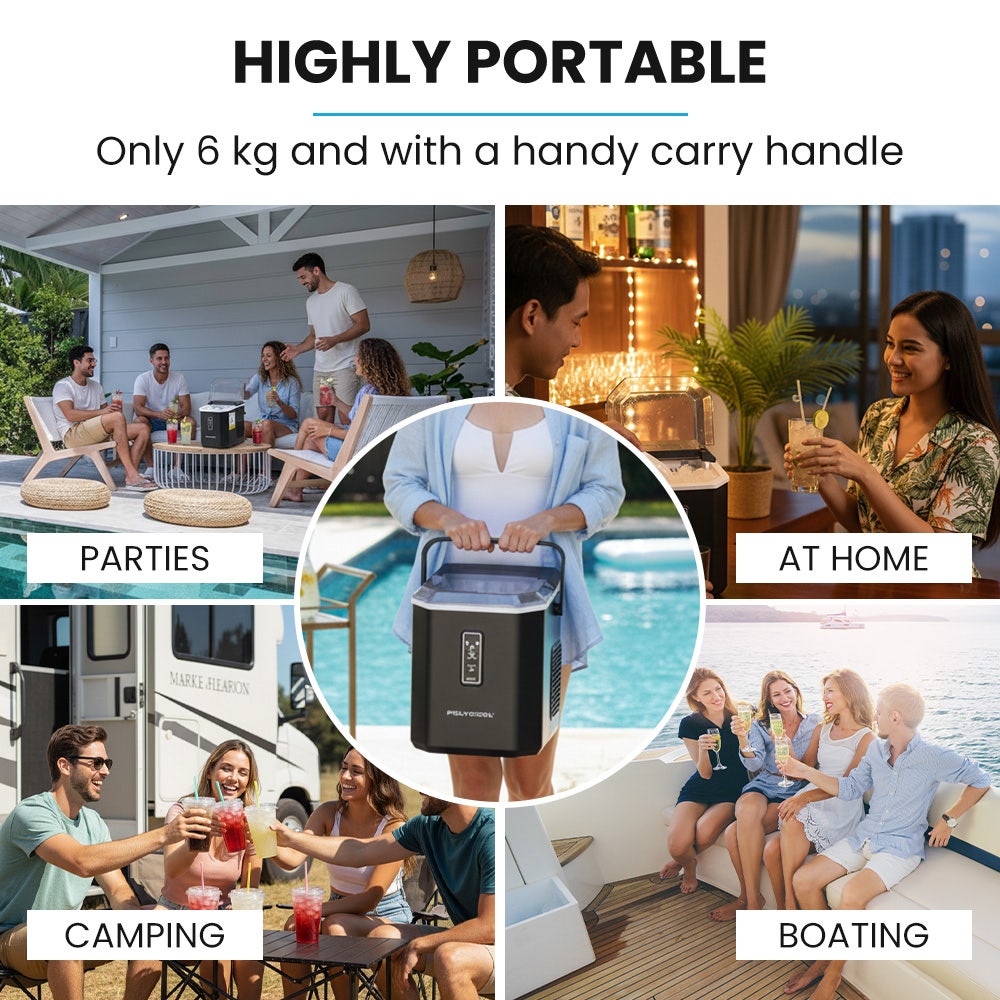 POLYCOOL Portable Ice Maker Machine, Automatic, 12kg/day,  Auto Clean, with Scoop and Removable Basket, Black 5