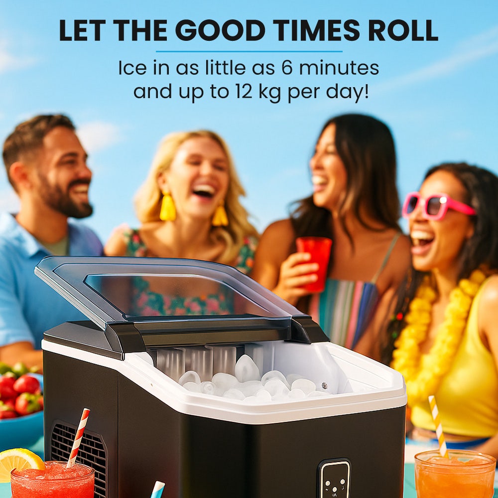 POLYCOOL Portable Ice Maker Machine, Automatic, 12kg/day,  Auto Clean, with Scoop and Removable Basket, Black 10