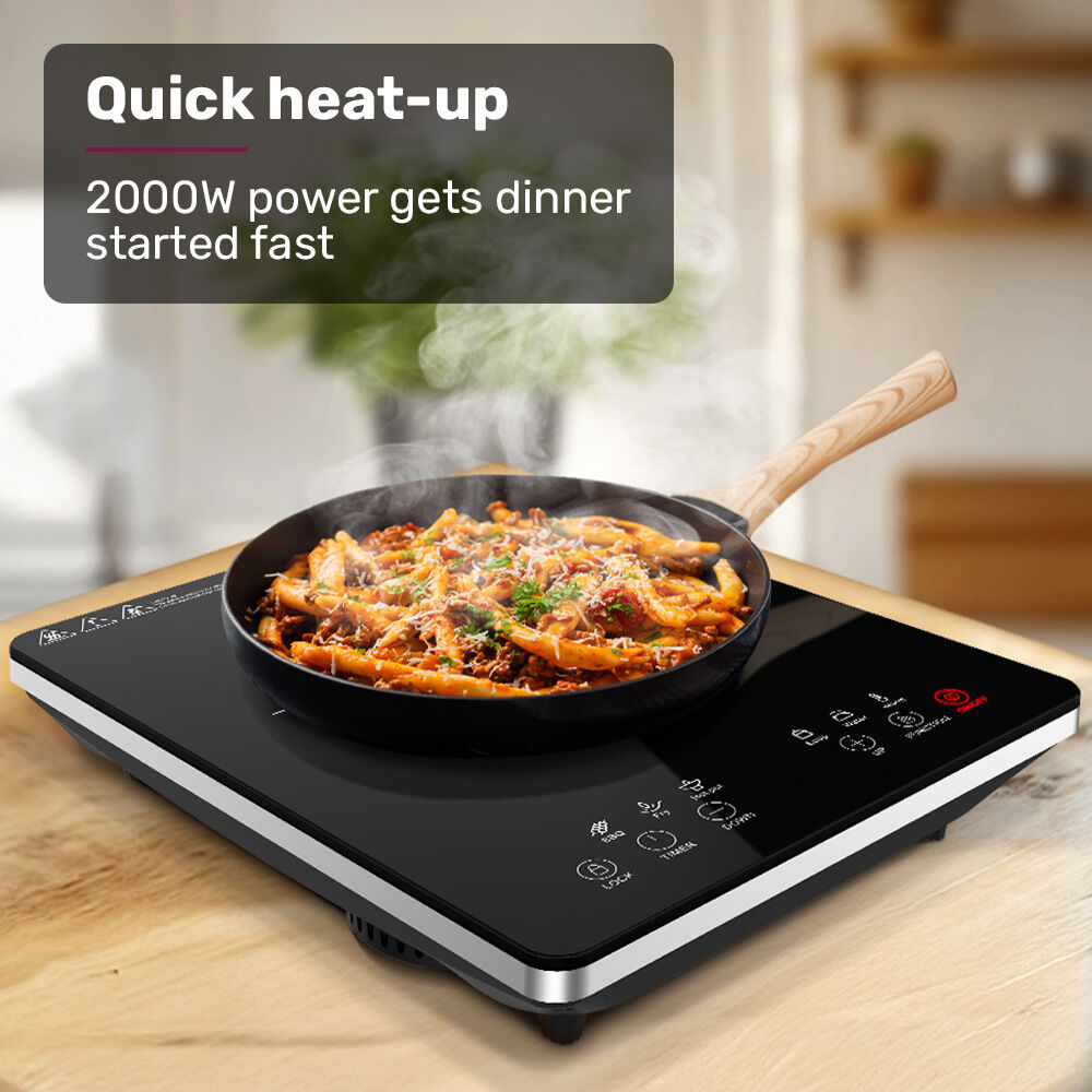EUROCHEF Induction Cooktop, 2000W, 9 Heat Levels, Fast Electric Portable Cooker, Touch Controls 3