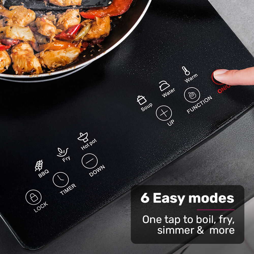 EUROCHEF Induction Cooktop, 2000W, 9 Heat Levels, Fast Electric Portable Cooker, Touch Controls 4