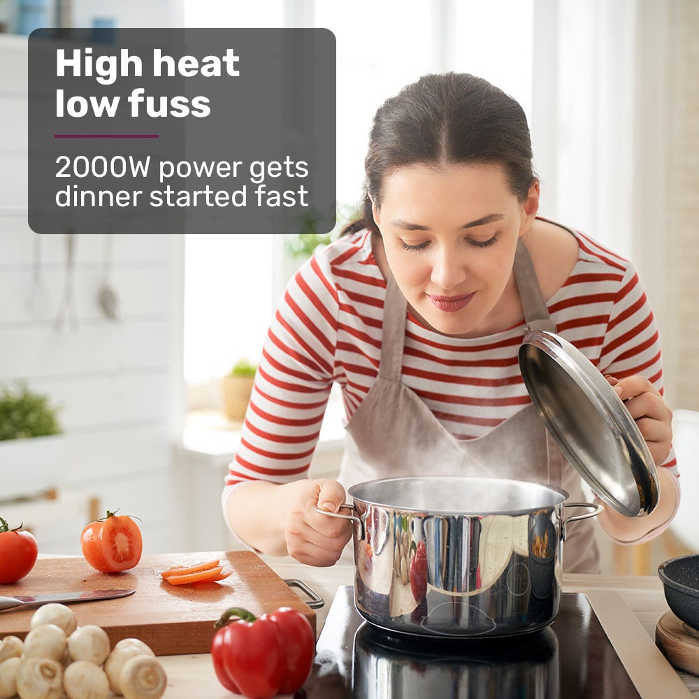 EUROCHEF Induction Cooktop, 2000W, 9 Heat Levels, Fast Electric Portable Cooker, Touch Controls with Slider 4