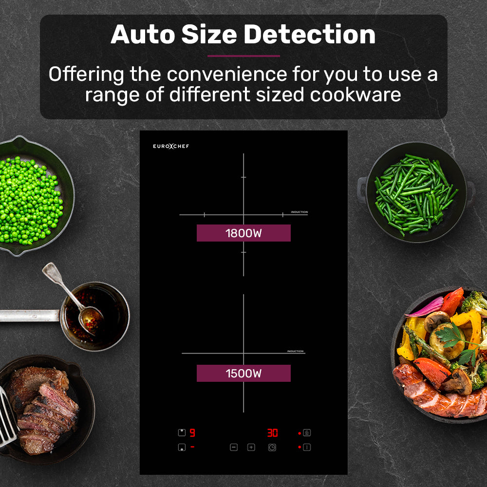 EuroChef 30cm 2 Zone Induction Cooktop, 3300W Electric, Touch Controls 5