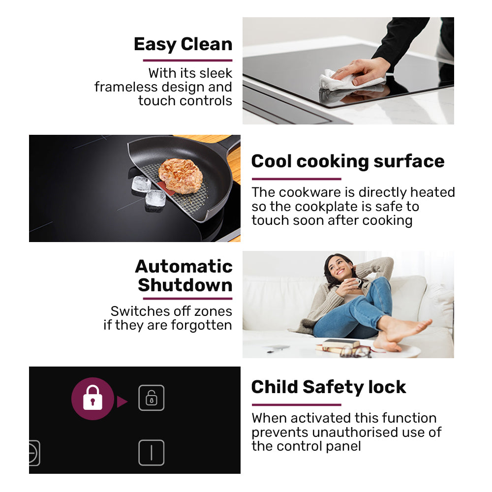 EuroChef 30cm 2 Zone Induction Cooktop, 3300W Electric, Touch Controls 7