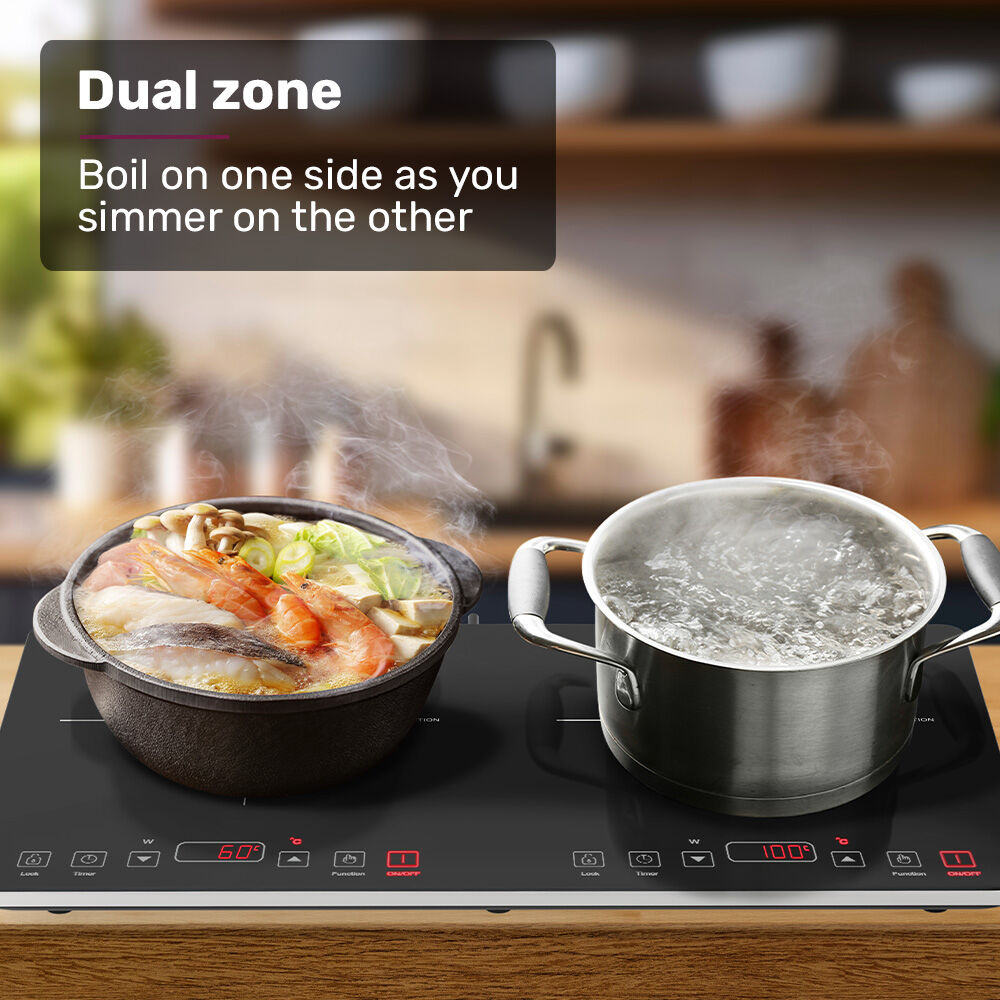 EUROCHEF Double Induction Cooktop, 9 Heat Levels, Fast Electric Portable Cooker, Touch Controls, Standard 10A Power Plug 5