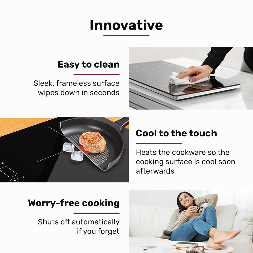 EUROCHEF Double Induction Cooktop, 9 Heat Levels, Fast Electric Portable Cooker, Touch Controls, Standard 10A Power Plug 6