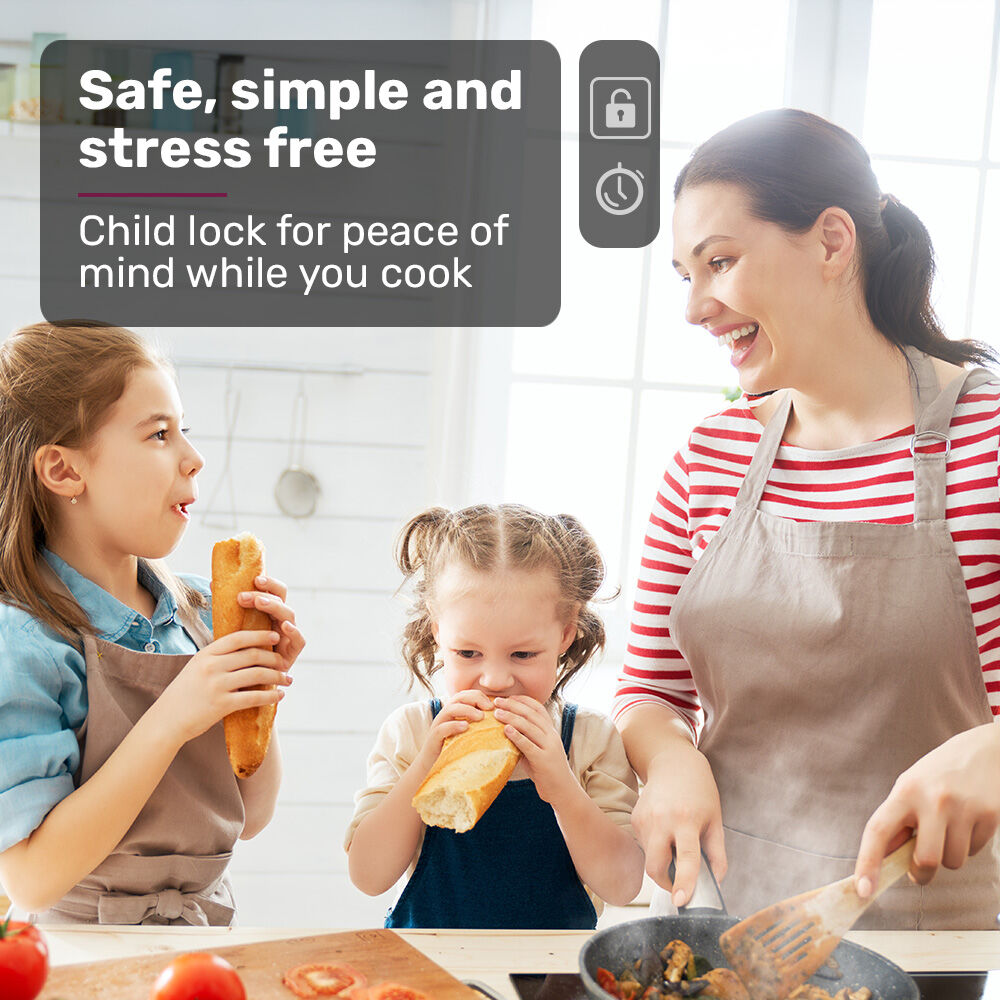 EUROCHEF Double Induction Cooktop, 9 Heat Levels, Fast Electric Portable Cooker, Touch Controls, Standard 10A Power Plug 9