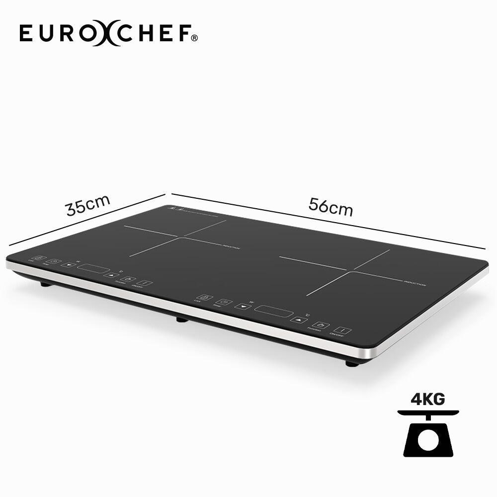 EUROCHEF Double Induction Cooktop, 9 Heat Levels, Fast Electric Portable Cooker, Touch Controls, Standard 10A Power Plug 11
