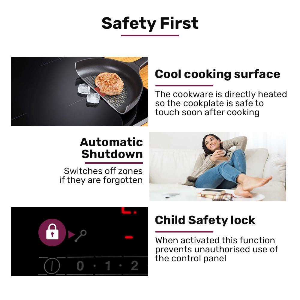 EuroChef 60cm 4 Zone Induction Cooktop, 6800W Electric, Touch Controls 7