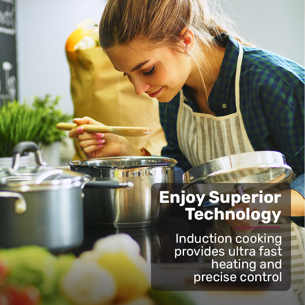 EuroChef 60cm 4 Zone Induction Cooktop, 7200W Electric, Dual Link Bridged Zone Hobs, Touch Controls 6