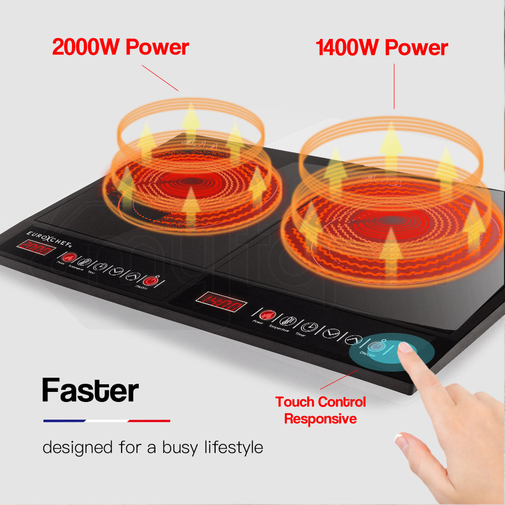 EUROCHEF Electric Induction Cooktop, Portable Kitchen Ceramic Cooker, 15A Plug 5